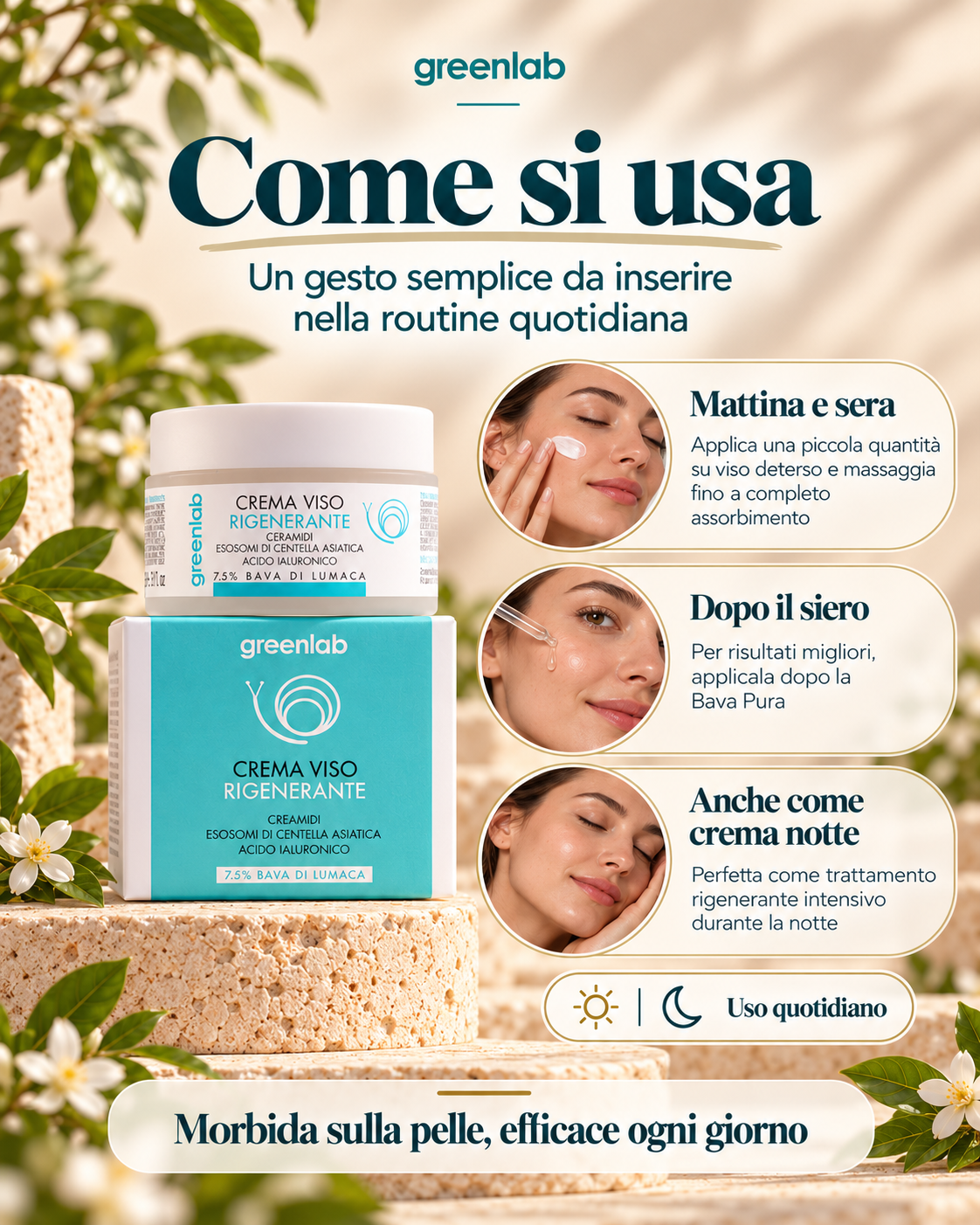 Crema Viso Rigenerante NUOVA FORMULA con ESOSOMI di centella - riduce rughe e segni del tempo