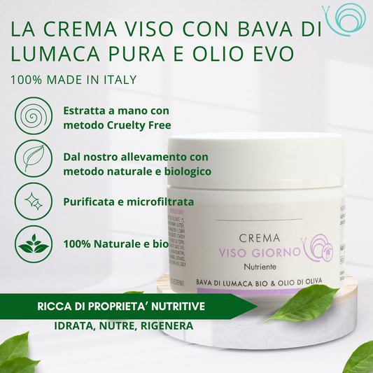 Crema viso Bava di lumaca e Olio d'oliva - Super nutriente ed idratante