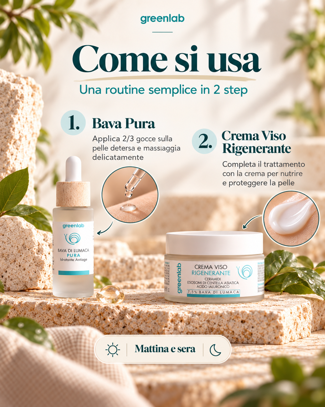 Crema viso Idratante e Rigenerante Antiage + Bava Pura al 100% - LA BASE DELLA SKIN CARE PER TUTTI I TIPI DI PELLE