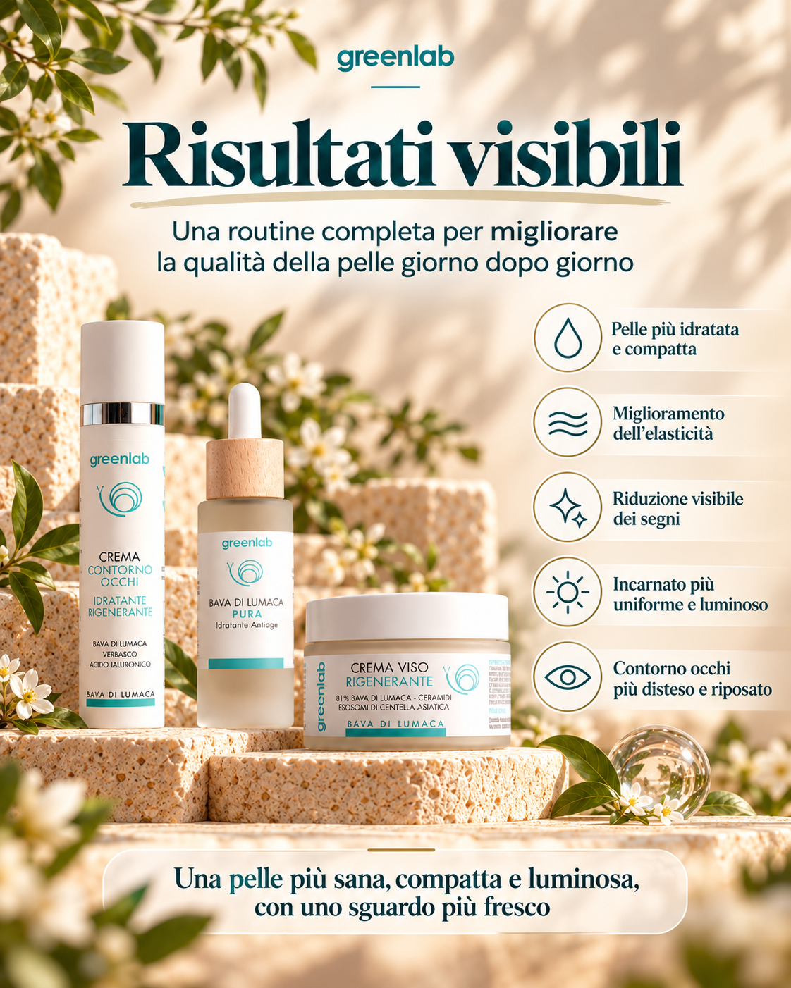 ROUTINE COMPLETA PRO - Crema Viso + Contorno Occhi & Labbra + Bava Pura - TRATTAMENTO COMPLETO