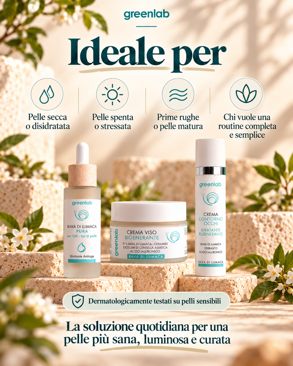 ROUTINE COMPLETA PRO - Crema Viso + Contorno Occhi & Labbra + Bava Pura - TRATTAMENTO COMPLETO