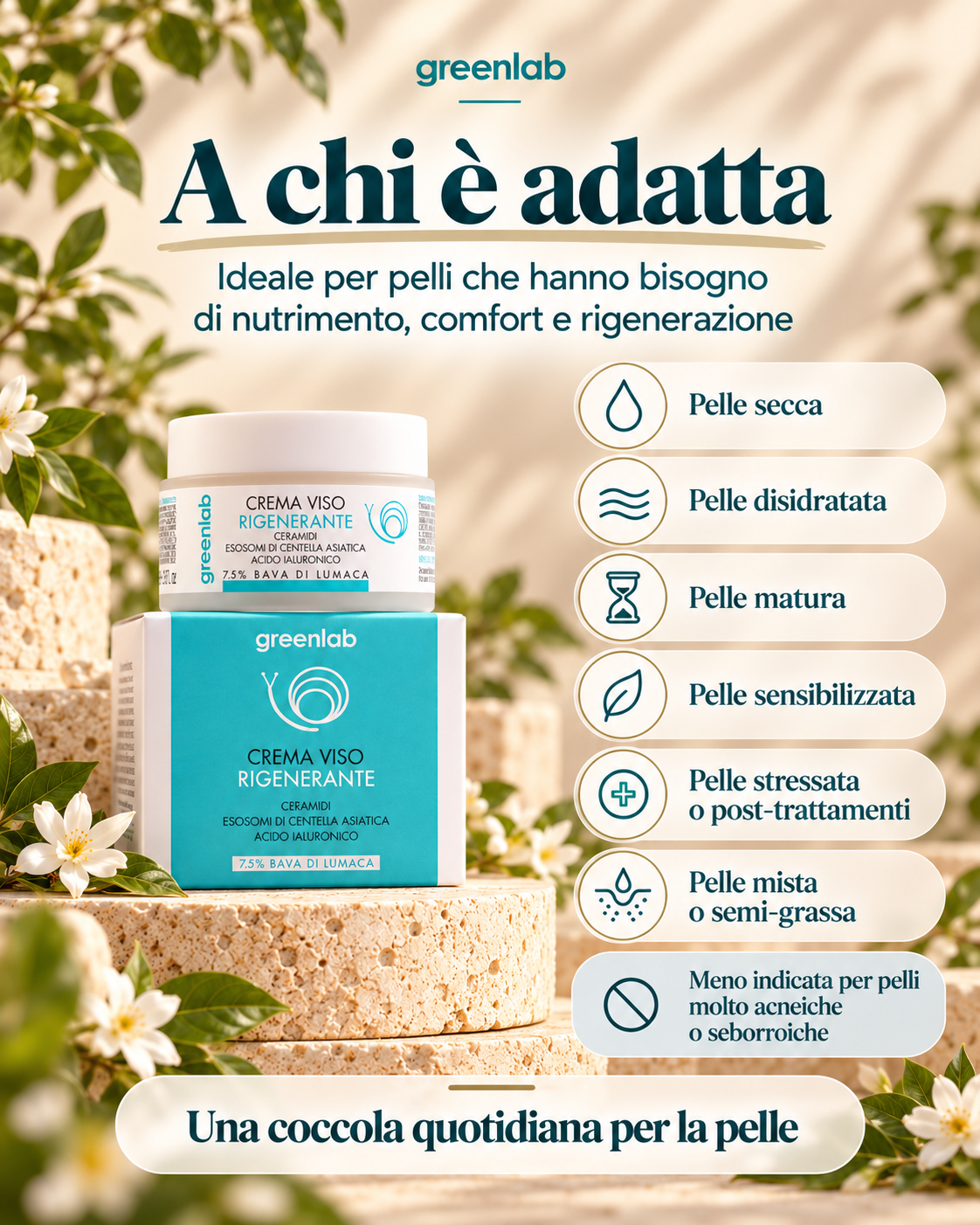 Crema Viso Rigenerante NUOVA FORMULA  con ESOSOMI di centella - riduce rughe e segni del tempo