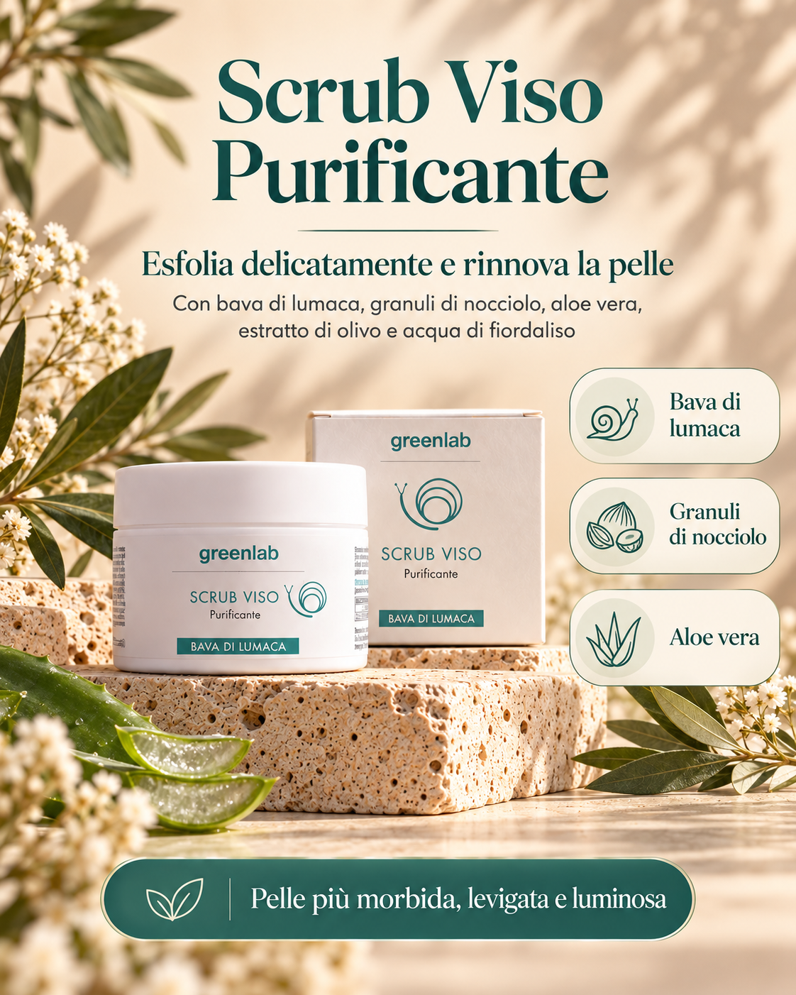 Scrub Viso Purificante - Rimuove impurità rendendo la pelle luminosa e fresca