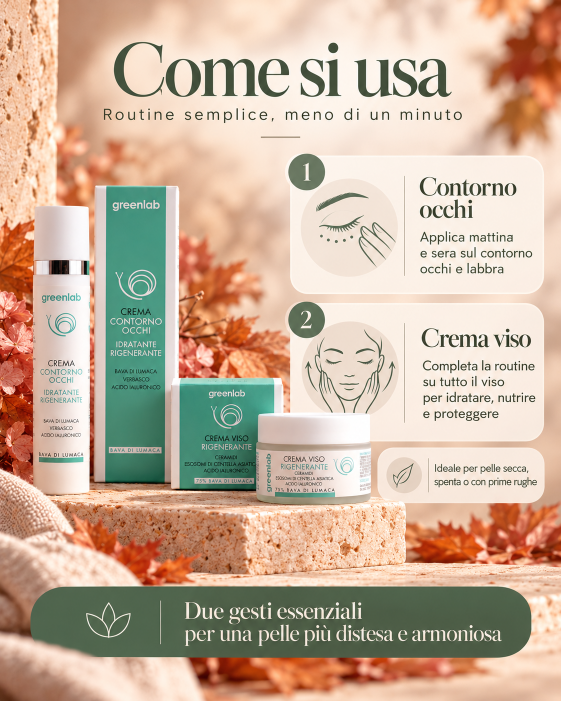 Crema Viso + Contorno Occhi e Labbra, Routine Rigenerante Completa
