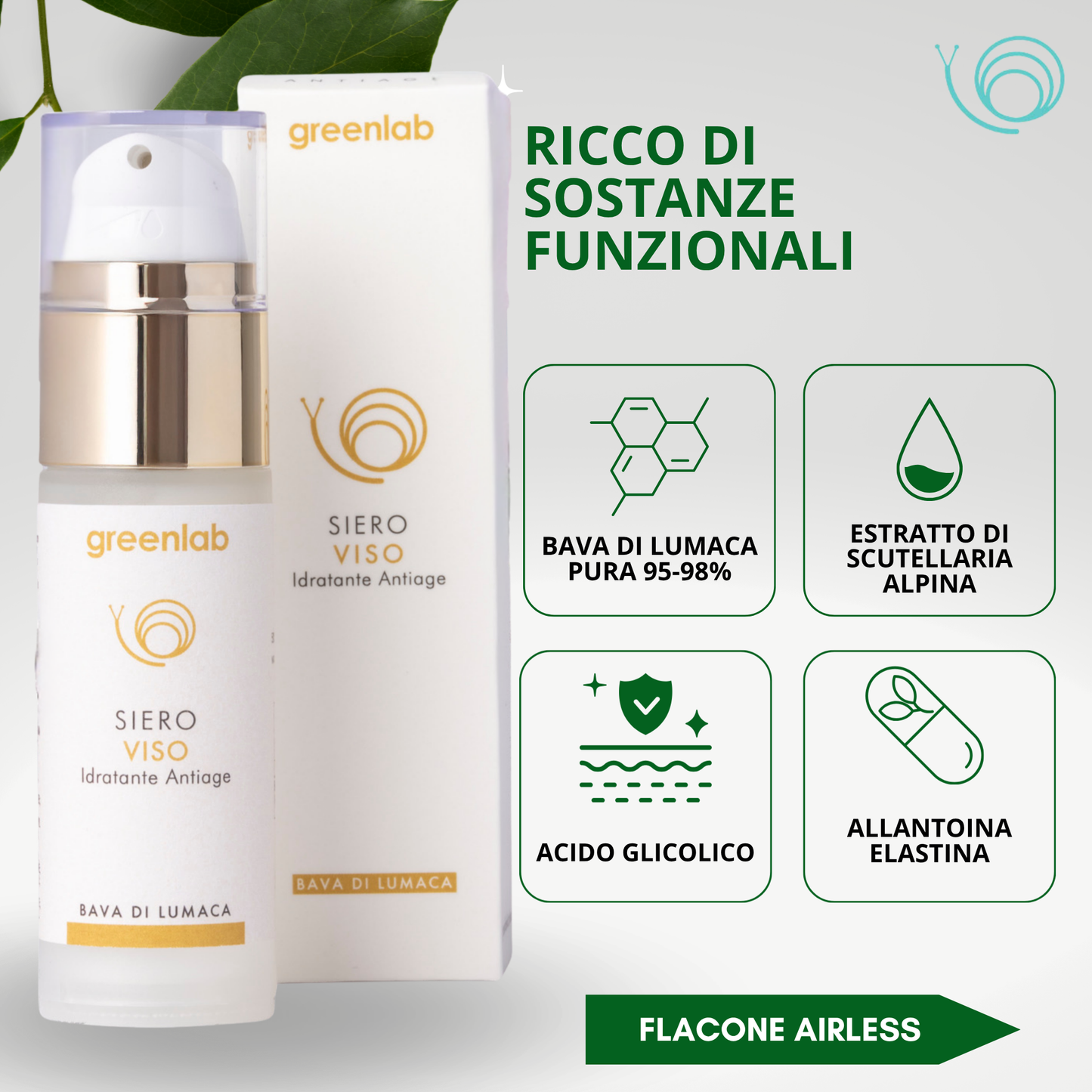 Siero viso idratante antiage - Rallenta l'invecchiamento cutaneo